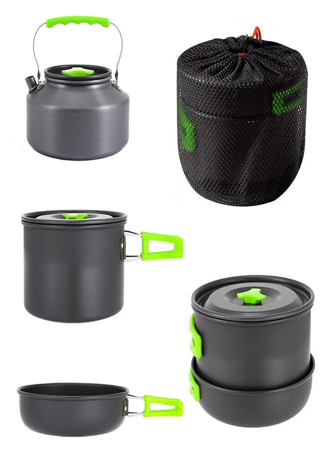 aiGear Camping Cookware 3 PCS Camping Cooking Set with Storage Bag Pot Pan and Teapot Set Camping Accessories for Outdoor Camping Trekking Hiking Picnic Color Green(CC01GN05) - Image 1