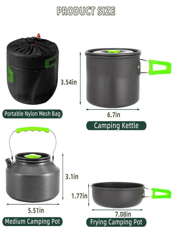 aiGear Camping Cookware 3 PCS Camping Cooking Set with Storage Bag Pot Pan and Teapot Set Camping Accessories for Outdoor Camping Trekking Hiking Picnic Color Green(CC01GN05) - Image 5