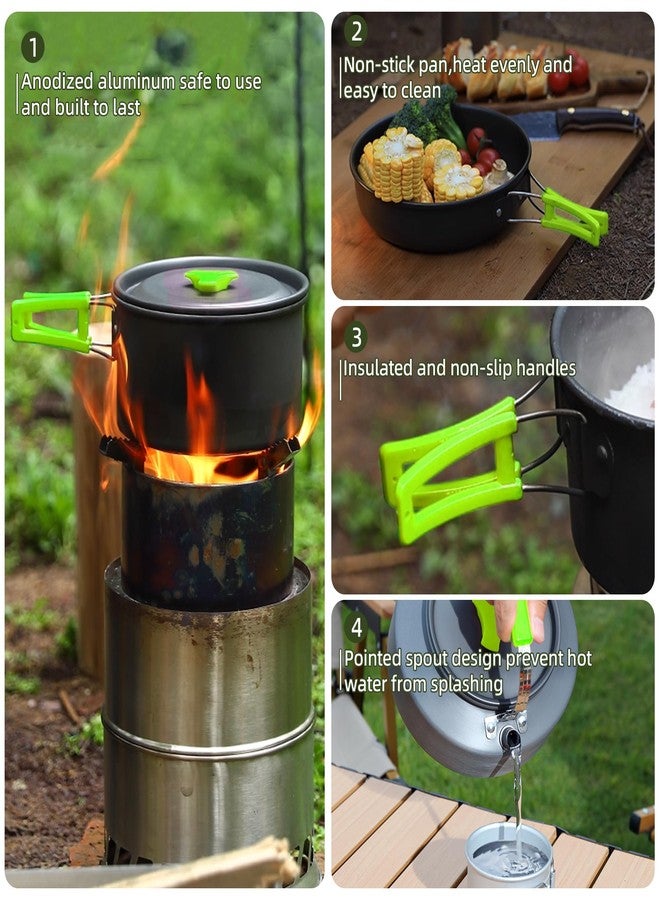 aiGear Camping Cookware 3 PCS Camping Cooking Set with Storage Bag Pot Pan and Teapot Set Camping Accessories for Outdoor Camping Trekking Hiking Picnic Color Green(CC01GN05) - Image 3