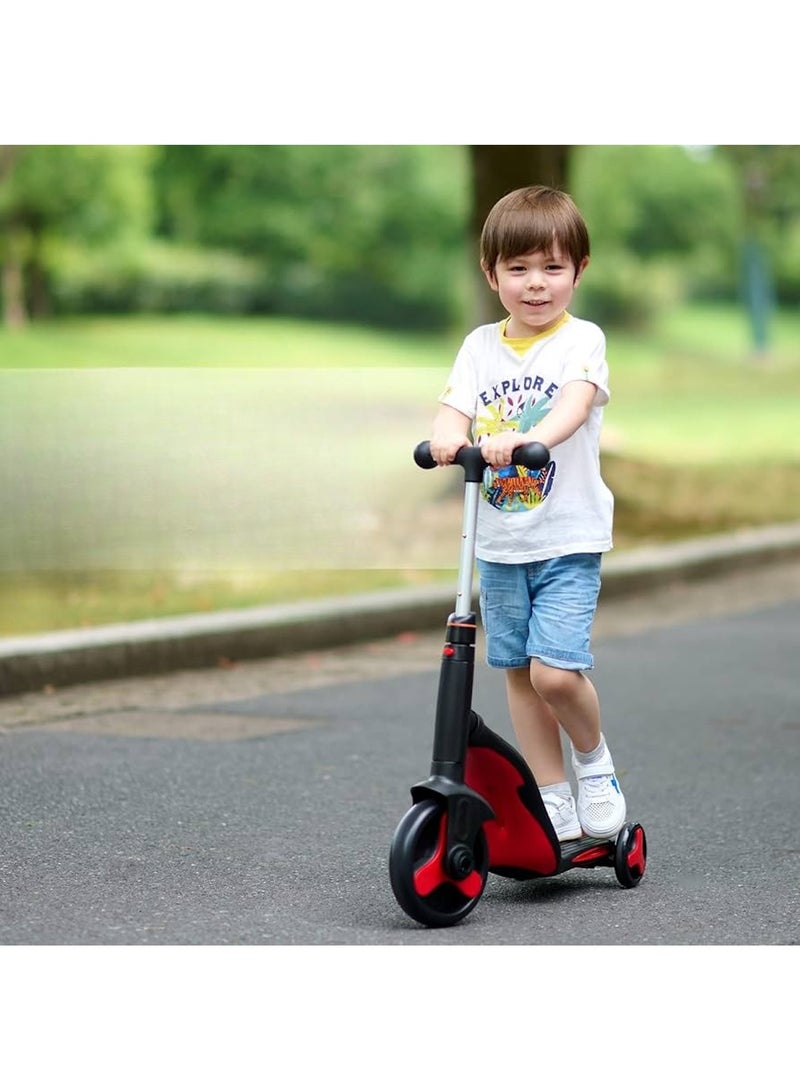 Huitich 3-In-1 Convertible Tricycle, Balance Bike & Kick Scooter for Kids – Red - Image 2