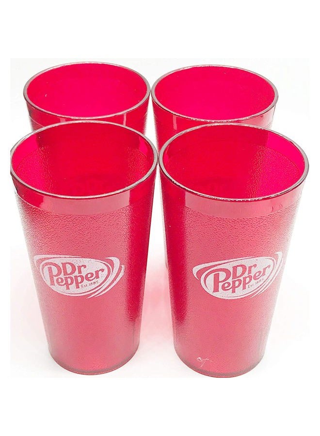 Compatible With New (4) Dr. Pepper Restaurant Red Plastic Tumblers Cups 24oz