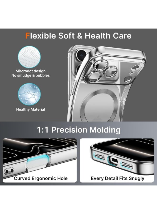 Magnetic for iPhone 17 Pro Case with Mag Safe Full Camera Lens Protector Plating Soft Clear Phone Case for iPhone 17 Pro - Image 4