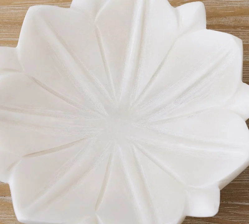 Casa Quesera Handcrafted Marble Lotus Bowl- 9 inches