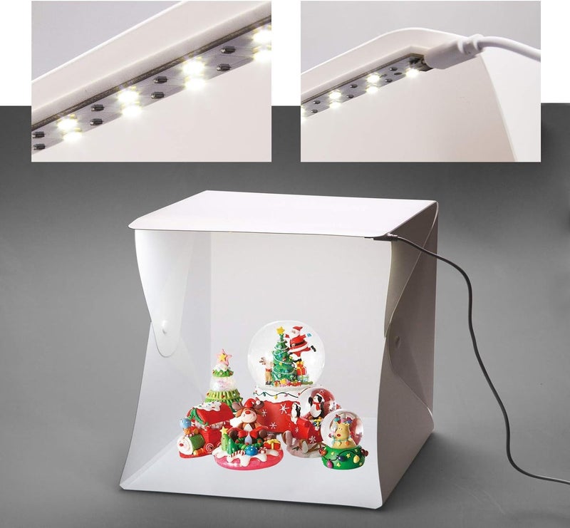 Action Pro Portable Mini Photo Studio 23 x 23cm Led Lighting Studio Box, Foldable Light Box with White and Black Drop - Image 3