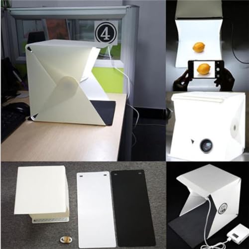 Action Pro Portable Mini Photo Studio 23 x 23cm Led Lighting Studio Box, Foldable Light Box with White and Black Drop - Image 2