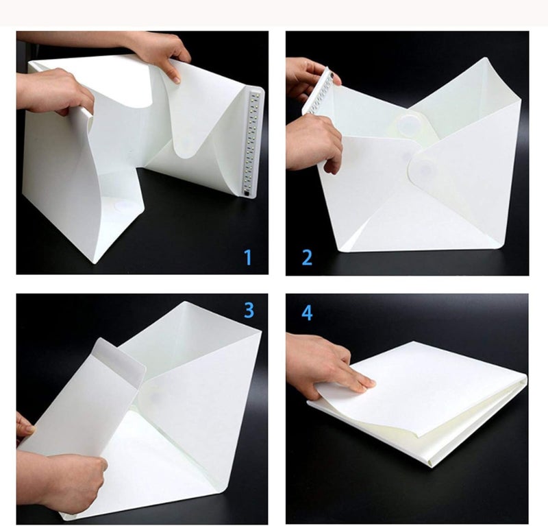 Action Pro Portable Mini Photo Studio 23 x 23cm Led Lighting Studio Box, Foldable Light Box with White and Black Drop - Image 4