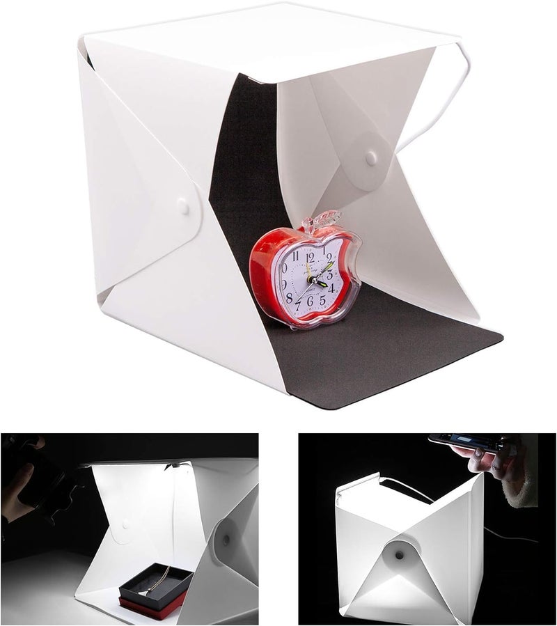 Action Pro Portable Mini Photo Studio 23 x 23cm Led Lighting Studio Box, Foldable Light Box with White and Black Drop - Image 5