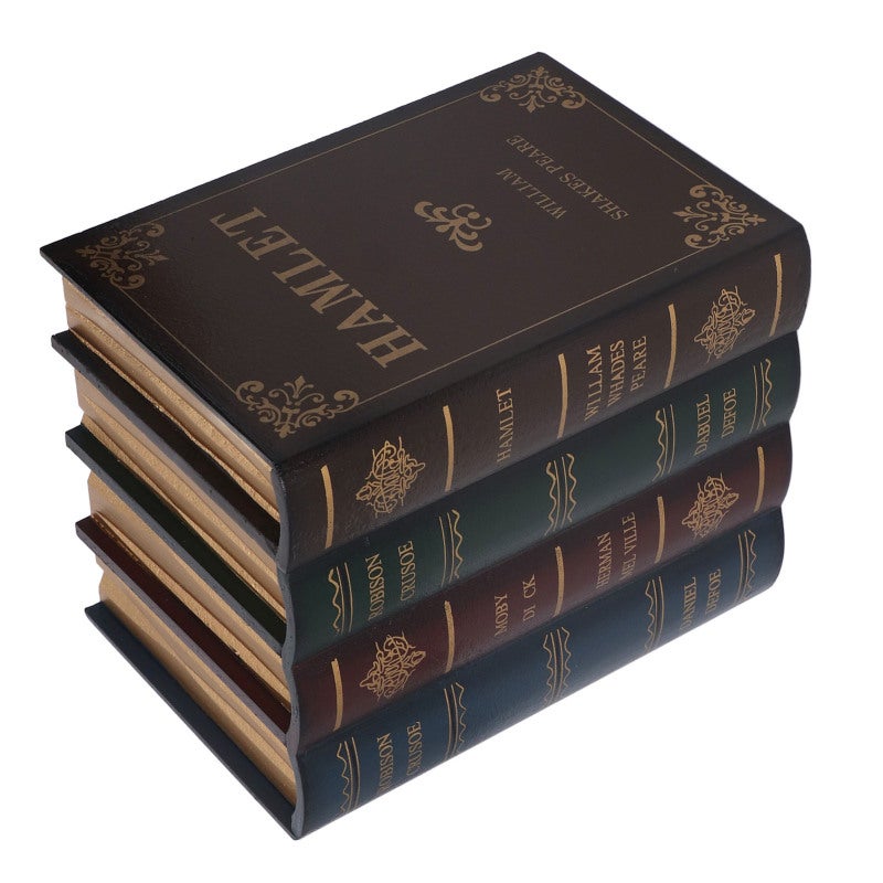 Small Book Trinket Box - Textured Faux Leather Cover 3 Gold Trimmed Pages Durable High Density Board Decorative Book Box for Home Office Cafe Desktop Storage - Image 5