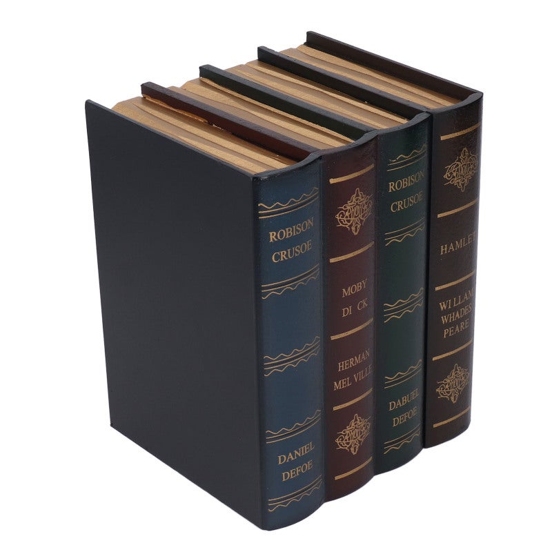 Small Book Trinket Box - Textured Faux Leather Cover 3 Gold Trimmed Pages Durable High Density Board Decorative Book Box for Home Office Cafe Desktop Storage - Image 4