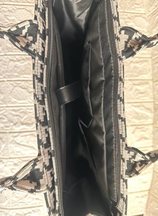 OWT Handbag For Women Box14 inch Laptop Bag Tote Printed Handicraft Fabric Cotton Jacquard Box Office Bag Hand Messenger Bag V2-3 - Image 5