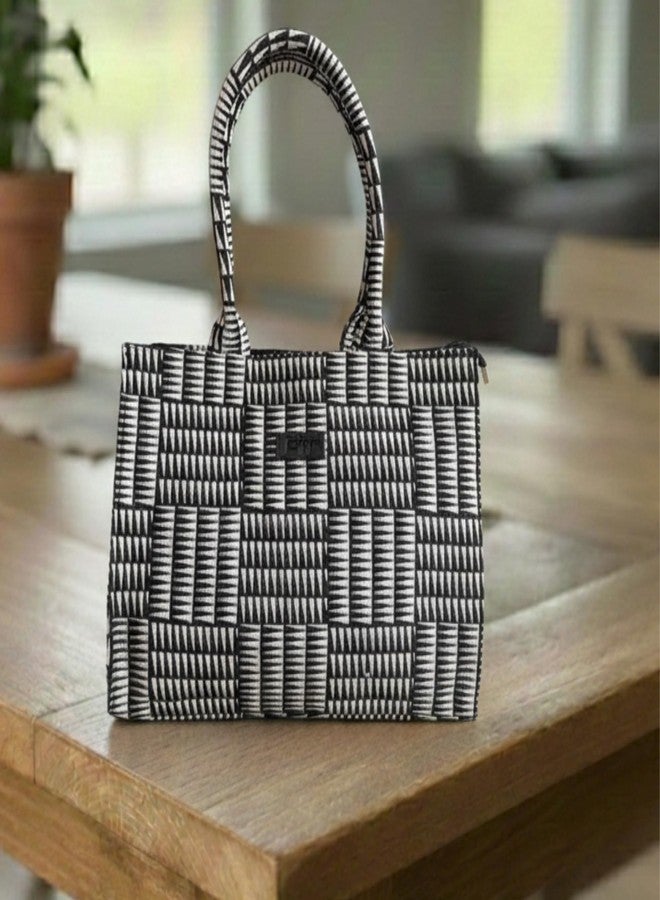 OWT Handbag For Women Box14 inch Laptop Bag Tote Printed Handicraft Fabric Cotton Jacquard Box Office Bag Hand Messenger Bag V2-3 - Image 2
