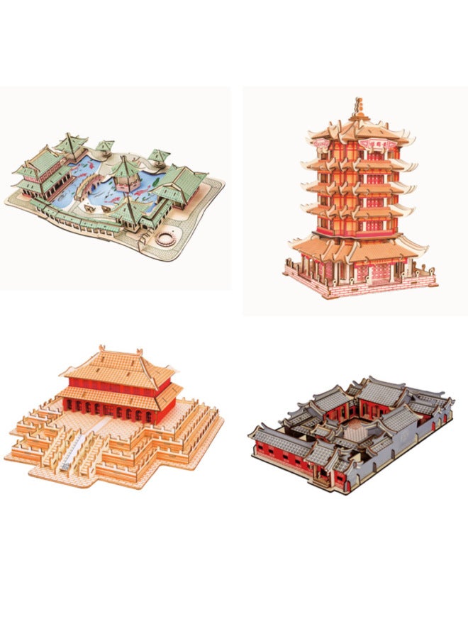 Laser Cutting Ancient Building Model Handmade Three-dimensional Wooden Puzzle Antique Series Toys Wholesale-Color:Large 9-piece Ferris Wheel (spliced Laser Board) - Image 2