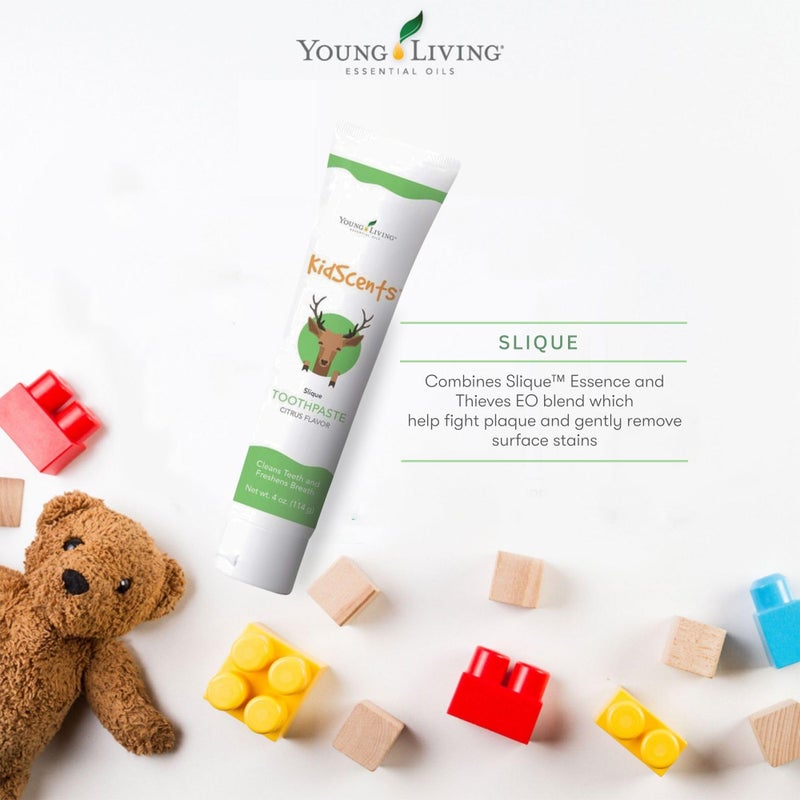 Young Living KidScents Slique Toothpaste by  - 4 oz Tube - Gentle Dental Care for Kids - Premium Essential Oils - Citrus-Mint Flavor - Fights Plaque Removes Buildup and Stains - Fluoride and SLS Free - Image 4