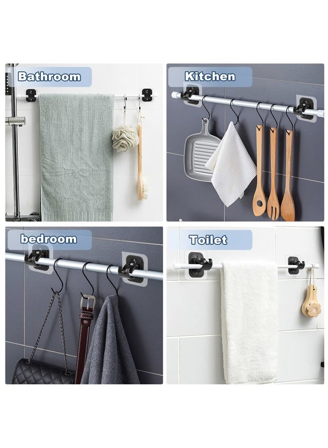 Codoule 14PCS No Drill Curtain Rod Brackets No Drilling Self Adhesive Curtain Rod Holder Hooks Nail Free Adjustable Curtain Rod Hooks Curtain Hangers for Bathroom Kitchen Home Bathroom and Hotel (14PCS Black) - Image 4