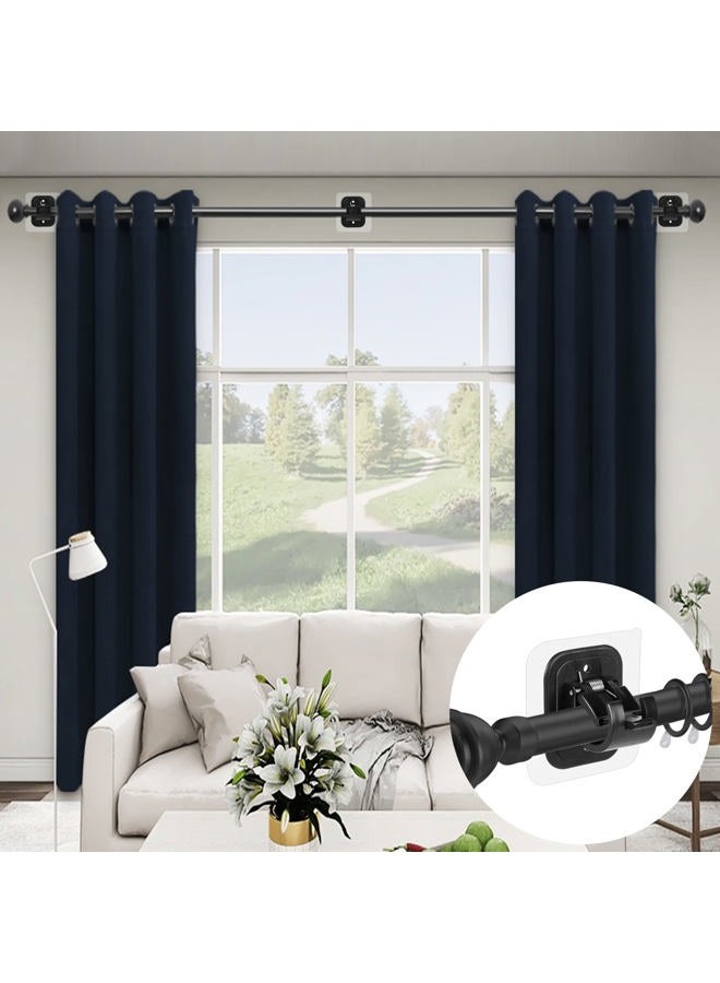Codoule 14PCS No Drill Curtain Rod Brackets No Drilling Self Adhesive Curtain Rod Holder Hooks Nail Free Adjustable Curtain Rod Hooks Curtain Hangers for Bathroom Kitchen Home Bathroom and Hotel (14PCS Black) - Image 3