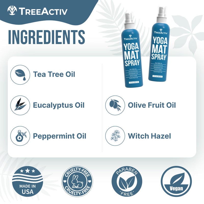 TreeActiv Yoga Mat Cleaner Spray, 4 fl oz, Cleaning Spray for Yoga Accessories, All Purpose Mat Spray for Gym Equipment, Workout Mat Spray With Tea Tree Oil, Yoga Mat Spray Cleaner, with 2000 Sprays - Image 5