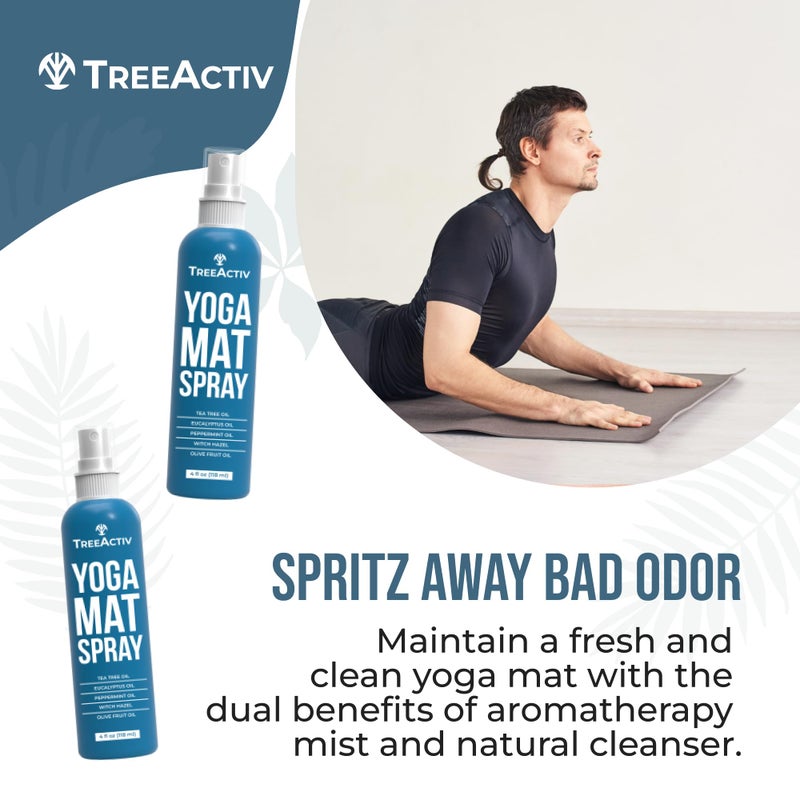 TreeActiv Yoga Mat Cleaner Spray, 4 fl oz, Cleaning Spray for Yoga Accessories, All Purpose Mat Spray for Gym Equipment, Workout Mat Spray With Tea Tree Oil, Yoga Mat Spray Cleaner, with 2000 Sprays - Image 3