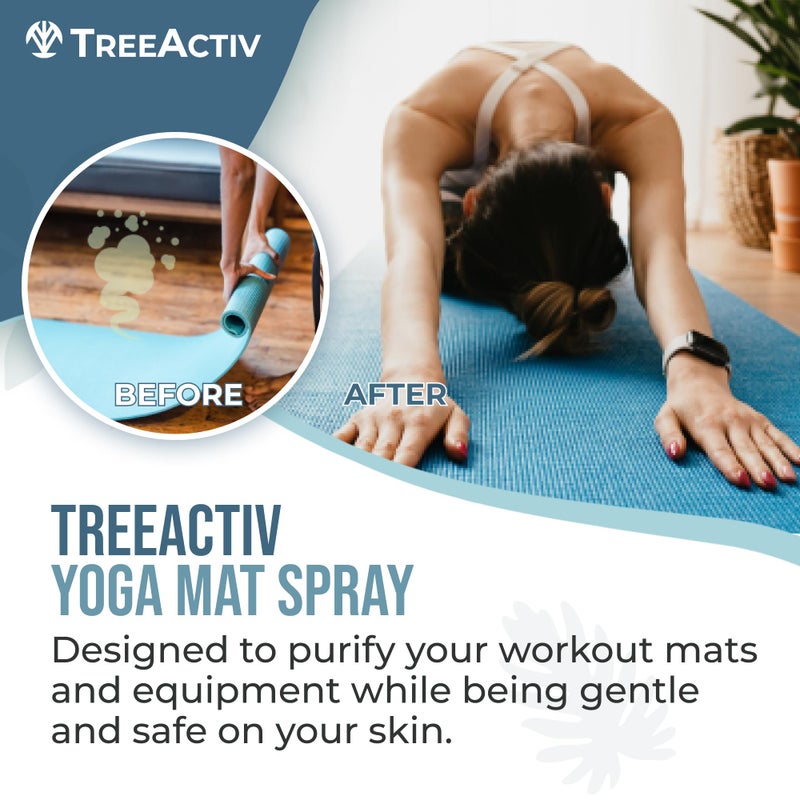 TreeActiv Yoga Mat Cleaner Spray, 4 fl oz, Cleaning Spray for Yoga Accessories, All Purpose Mat Spray for Gym Equipment, Workout Mat Spray With Tea Tree Oil, Yoga Mat Spray Cleaner, with 2000 Sprays - Image 2