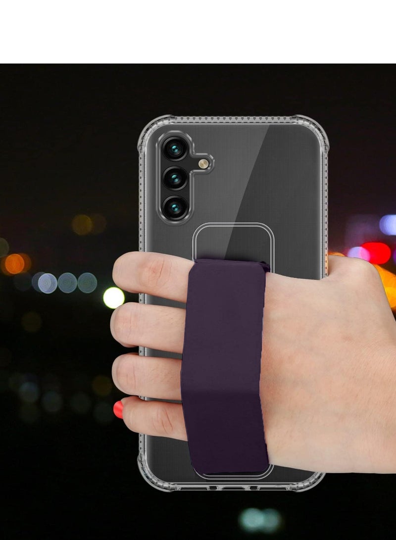 Wtech TPU Hand Grip Air Pillow Case Cover For Samsung Galaxy A15 4G/5G 2023 Clear/Eggplant Purple  - Image 3