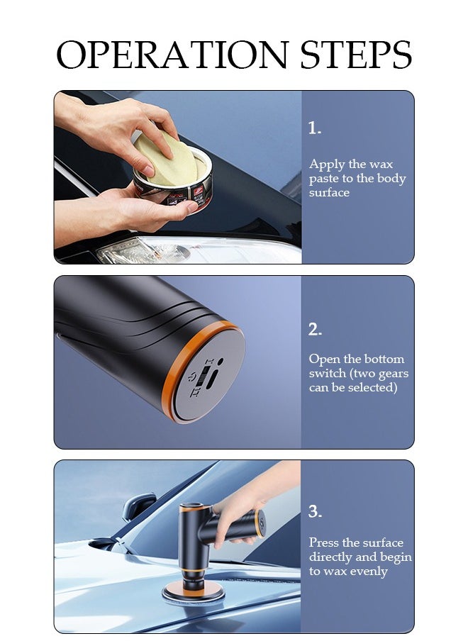 DUNISO - Wireless Charging Waxing Polisher,Multifunctional Polishing Machine，Grinding Dust Collector，Automatic Shoe Shining Machine，Two Levels Can Be Adjusted，Equipped With Sponge Discs，Suitable For Waxing Car Leather, Car Paint Surfaces, And Floor Surfaces - Image 1