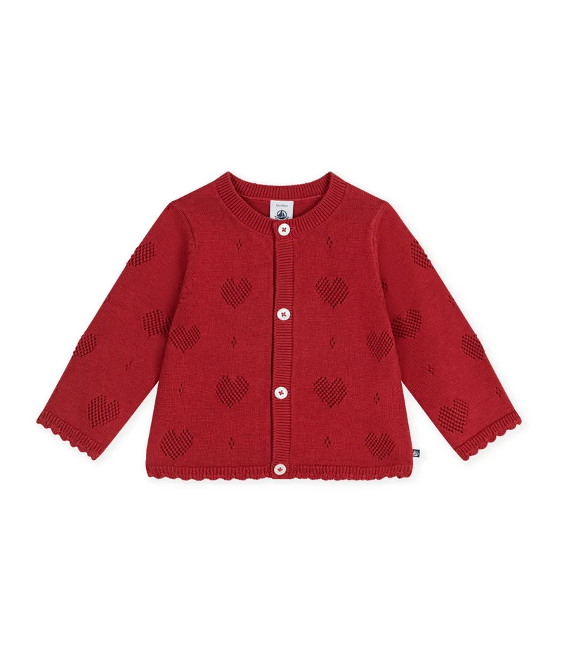 بيتي باتو Babies' Cotton Cardigan With A Heart Pattern