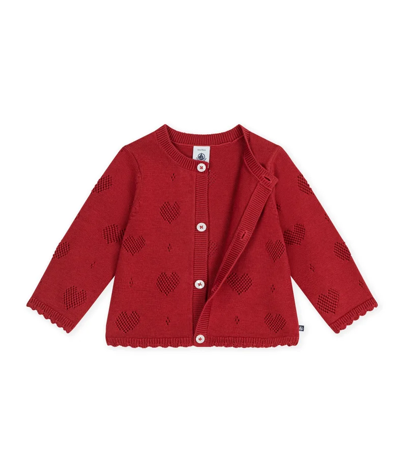 بيتي باتو Babies' Cotton Cardigan With A Heart Pattern