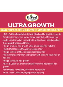 difeel Ultra Growth Basil & Castor Hair Oil Leave-In Conditioning Spray 180Ml  - Image 5