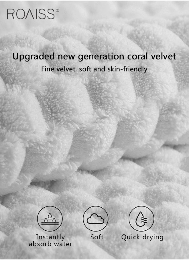 roaiss - 2 Piece Bath Set for Women and Men Thicken Absorbent Bathrobe and Bath Towel in Cloud Pattern Coral Fleece Sleepwear Autumn Winter Ladies Lightweight Soft Non Shedding Robe with Hood - Image 1