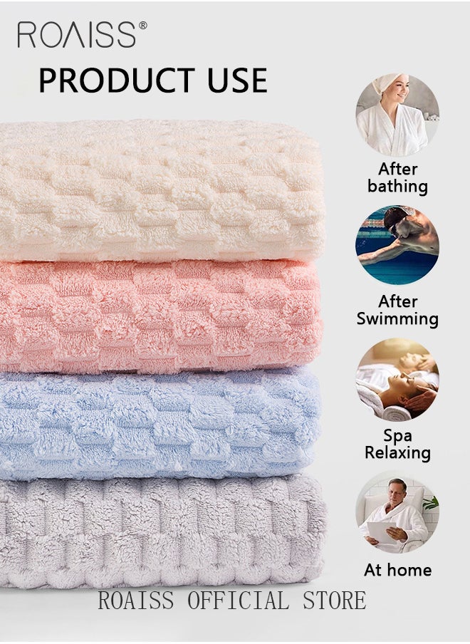 roaiss - 2 Piece Bath Set for Women and Men Thicken Absorbent Bathrobe and Bath Towel in Cloud Pattern Coral Fleece Sleepwear Autumn Winter Ladies Lightweight Soft Non Shedding Robe with Hood - Image 1