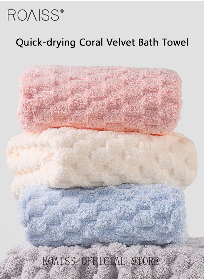 roaiss - 2 Piece Bath Set for Women and Men Thicken Absorbent Bathrobe and Bath Towel in Cloud Pattern Coral Fleece Sleepwear Autumn Winter Ladies Lightweight Soft Non Shedding Robe with Hood - Image 1
