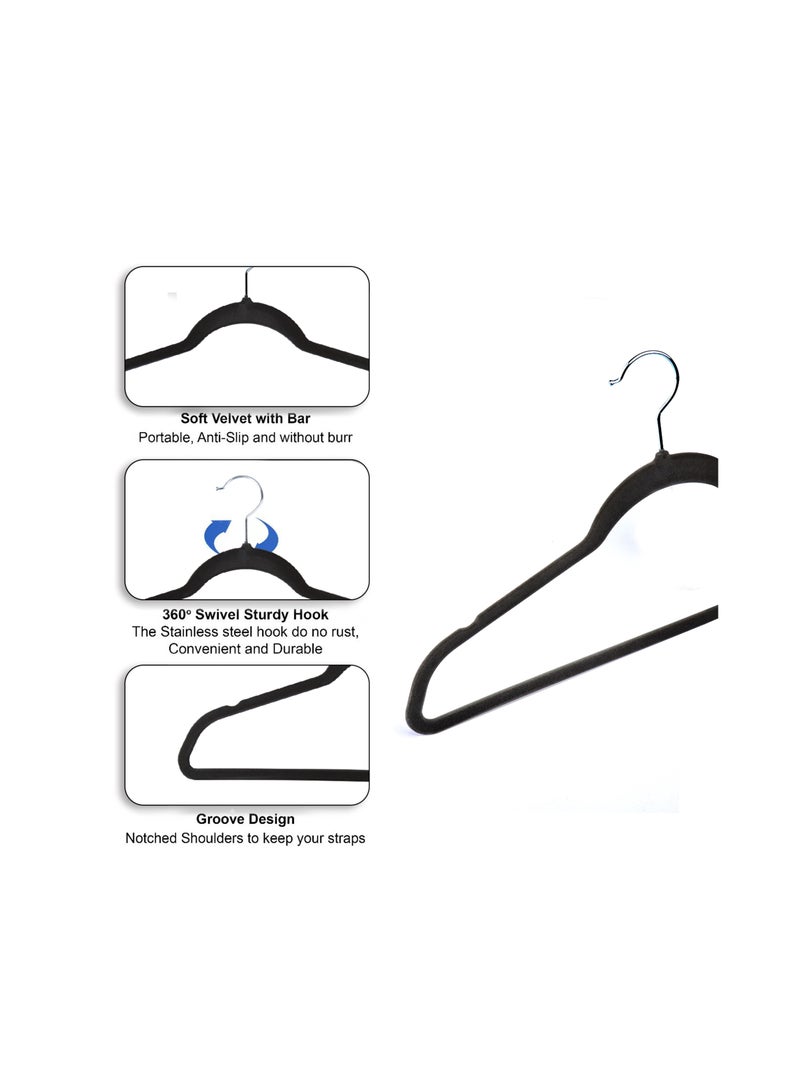 أكسنتشر شماعة ملابس مخملية للأطفال ، 50 عبوة ، منظمات موفرة للمساحة رفيعة للغاية ، شماعات غير قابلة للانزلاق للأطفال والرضع والأطفال الصغار والأطفال (أسود) - Image 3