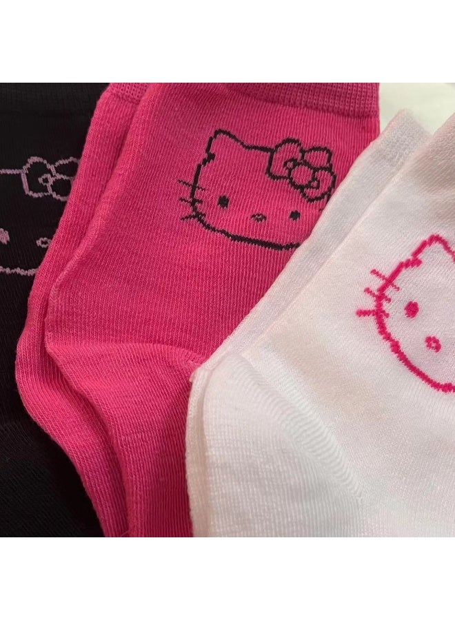 هالو كيتي طقم جوارب نسائية، 3 أزواج، مقاس واحد يناسب الجميع - Image 3