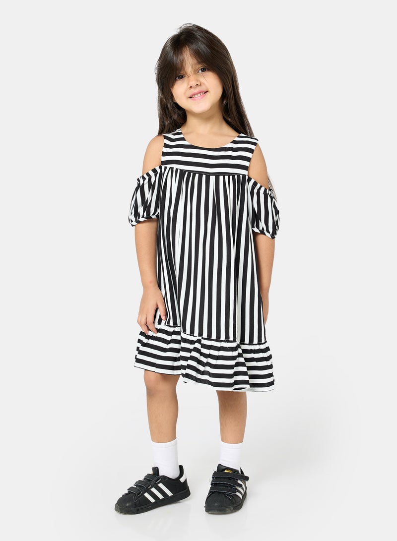 Panco Girls BLACK PEARL Striped Dress - Image 1