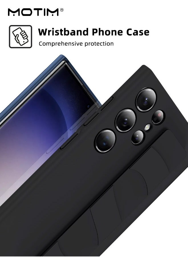 Motim Samsung Galaxy S24 Ultra Case Cover, Samsung Galaxy S24 Ultra Standing Grip Case, Wrist Strap Design, Full Body Coverage Shockproof Phone Cover, Anti-Fall Anti-Scratch Anti-fingerprint Protective Case  - Image 4