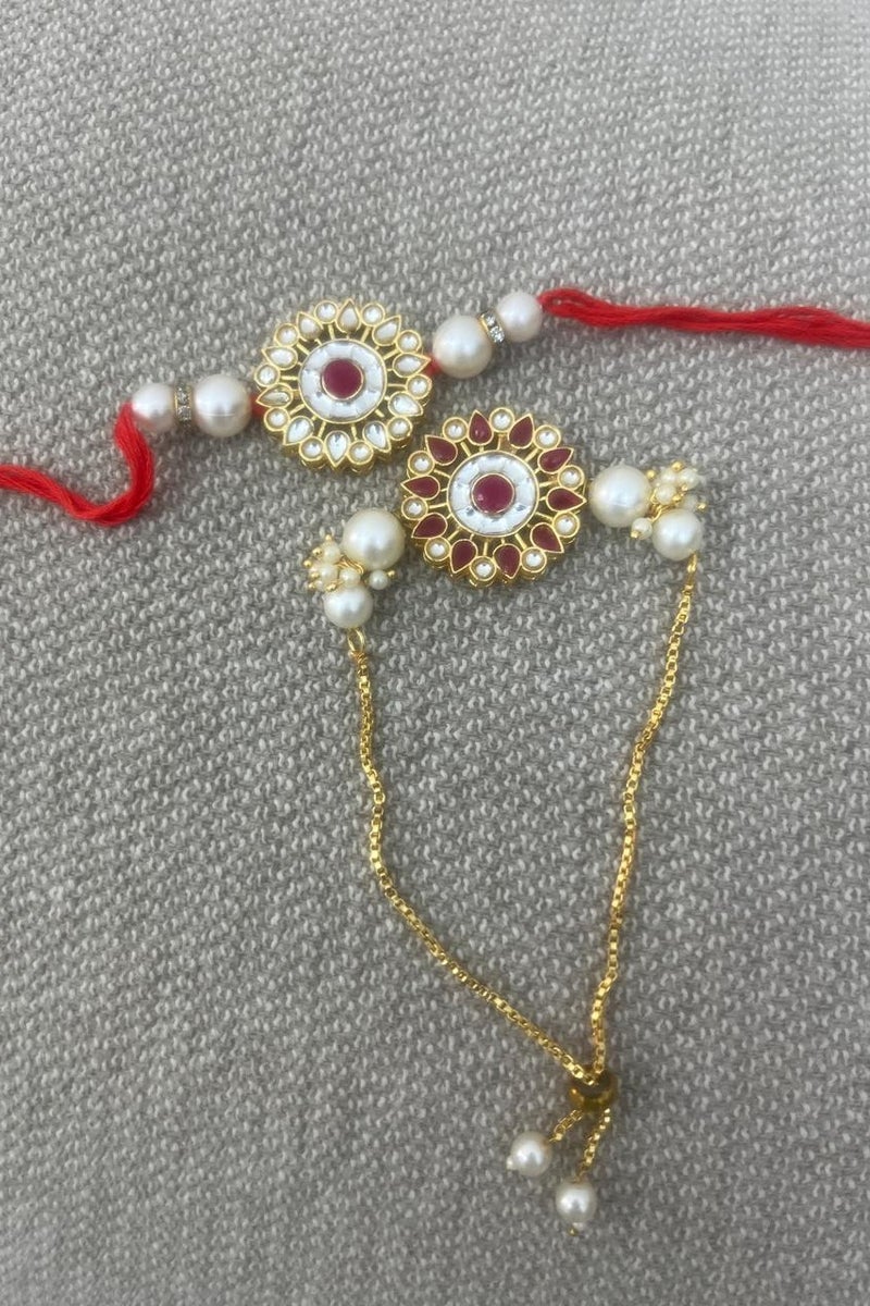 Bhai bhabhi pair rakhi with traditional beads and kundan Quantity one bhai rakhi & 1 bhabhi rakhi