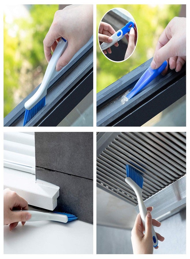 SHUNWEI 2 Pcs Cleaning Brush Small Scrub Brush for Cleaning Sink Scrub Brush with Handle, Bathroom Kitchen Edge Corner Grout Cleaning Brushes for Household Use, Window Track Cleaning Brush - Image 5