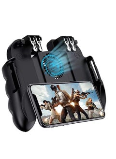 Mobile Game Controller 4 Trigger with Cooling Fan for PUBG Call of Duty Fotnite 6 Finger Operation L1R1 L2R2 Gaming Grip Gamepad Mobile Controller Trigger