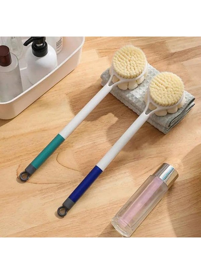 TRIVYOM 2 In 1 Body Brush - Body Loofah Brush Curved Long Handled With Bristles Back Scrubber For Improve Skin Exfoliating Bath, Massage, Wet Or Dry Brushing Back Scrubber For Shower - 1Pcs, Multicolor - Image 2