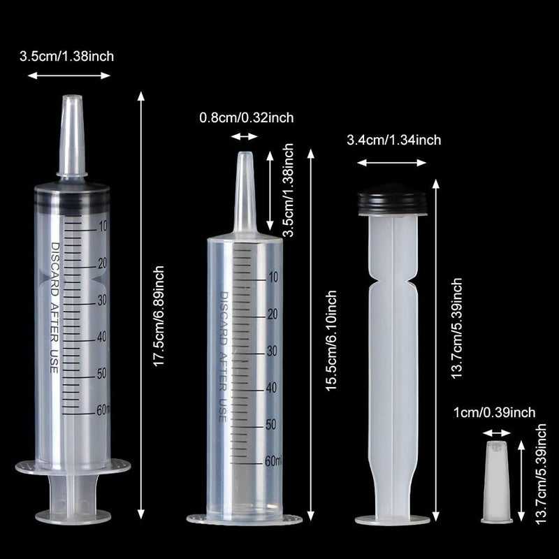 A AKRAF 3 Pack 60ml Syringes with Cap, Sterile Syringe Individually Packaged for Labs, Liquid Measuring, Feeding Pets,Oil or Glue Applicator - Image 3