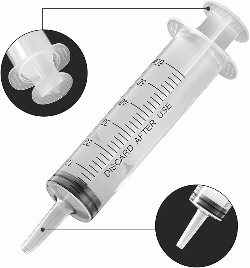A AKRAF 3 Pack 60ml Syringes with Cap, Sterile Syringe Individually Packaged for Labs, Liquid Measuring, Feeding Pets,Oil or Glue Applicator - Image 2