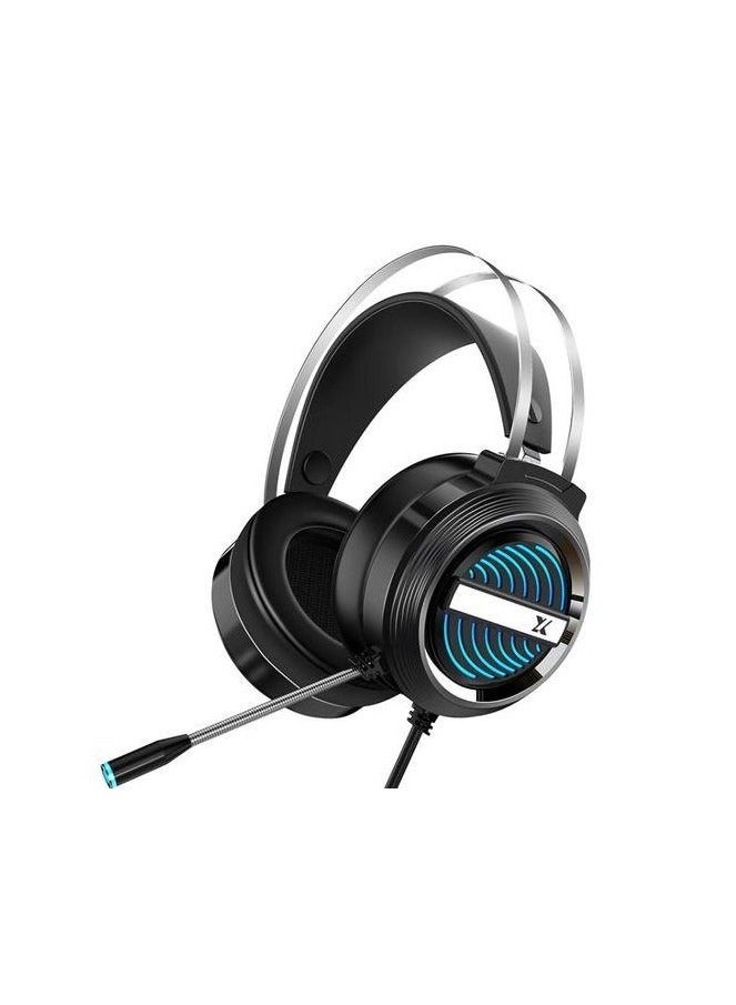 Wired Gaming Headset X9 , 4D virtual speaker system , 5mm surround sound , Noise reduction microphone, Comfortable soft and breathable without ear pressure , 3.5mm USB LED- Black  - Image 2