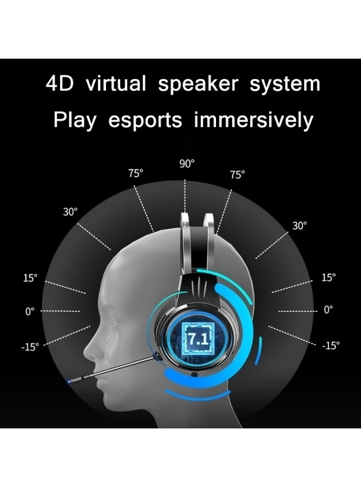Wired Gaming Headset X9 , 4D virtual speaker system , 5mm surround sound , Noise reduction microphone, Comfortable soft and breathable without ear pressure , 3.5mm USB LED- Black  - Image 4