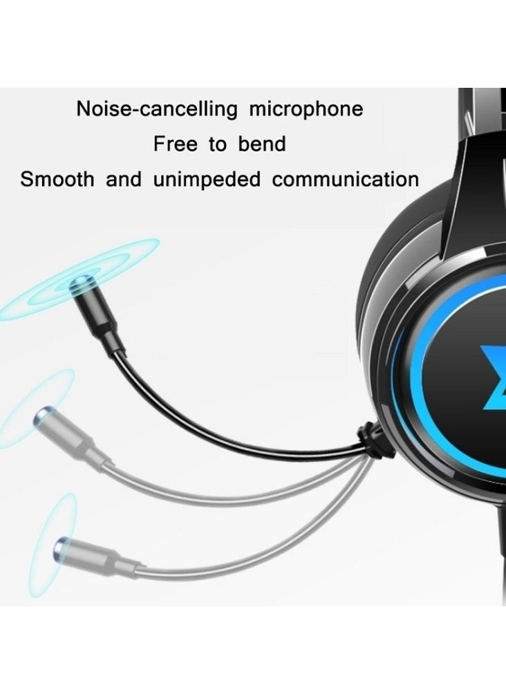 Wired Gaming Headset X9 , 4D virtual speaker system , 5mm surround sound , Noise reduction microphone, Comfortable soft and breathable without ear pressure , 3.5mm USB LED- Black  - Image 5