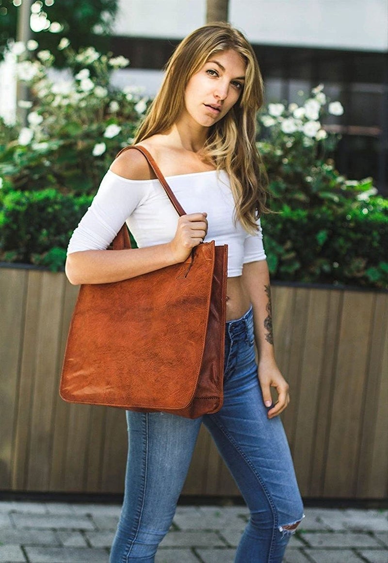 PRASTARA Leather Vintage Gypsy bag Vintage tote bag shoulder bag Women leather top handlebags Leather bags for women - Image 4