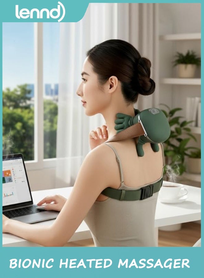 LENND Shoulder and Neck Massager, Bionic Heated Massager, Neck Massager with Fingers, 4D Kneading Massage, Simulates a Real Palm Massage for Comfort, Relax Muscle Tension (Green) - Image 3