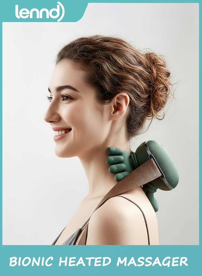 LENND Shoulder and Neck Massager, Bionic Heated Massager, Neck Massager with Fingers, 4D Kneading Massage, Simulates a Real Palm Massage for Comfort, Relax Muscle Tension (Green) - Image 2