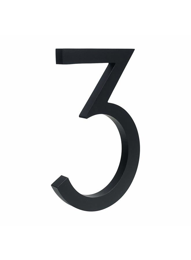 HASWARE Floating House Number 4 inch Stylish Door Numbers Alphabet Plaque Street Home Address Numerals (Small 3, Black) - Image 1