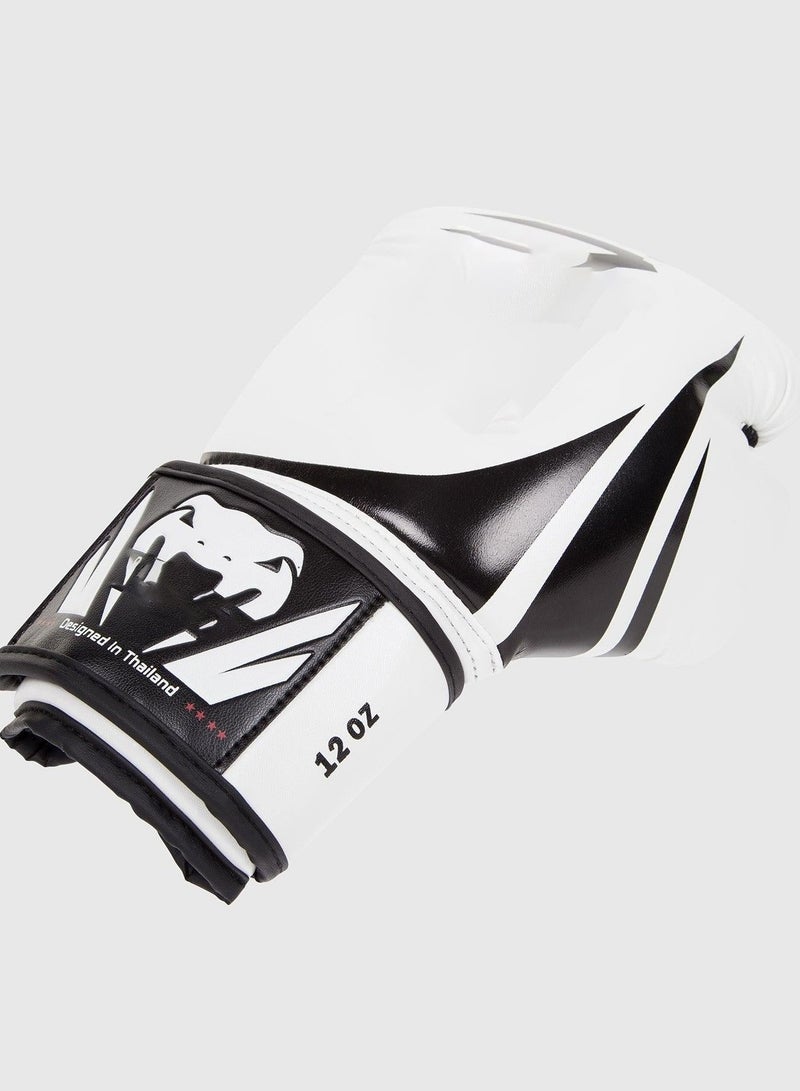 Challenger Boxing Gloves, Pair Of Full Finger Professional Boxing Gloves Black/White