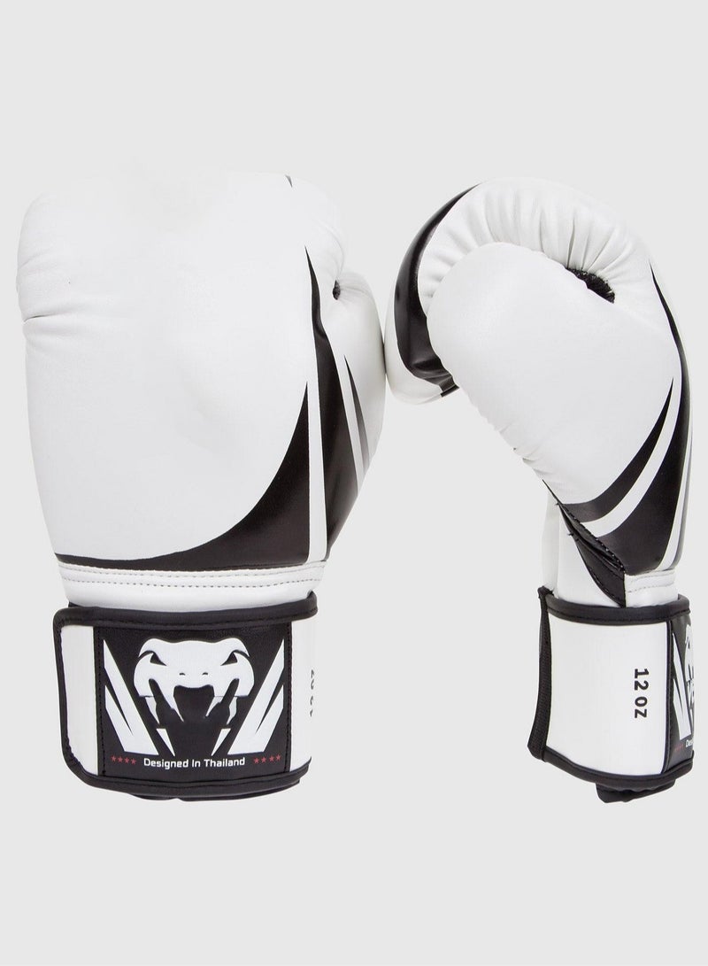 Challenger Boxing Gloves, Pair Of Full Finger Professional Boxing Gloves Black/White
