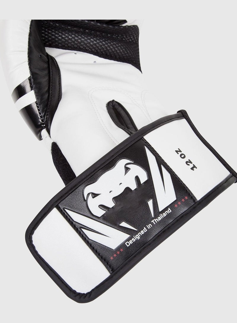 Challenger Boxing Gloves, Pair Of Full Finger Professional Boxing Gloves Black/White